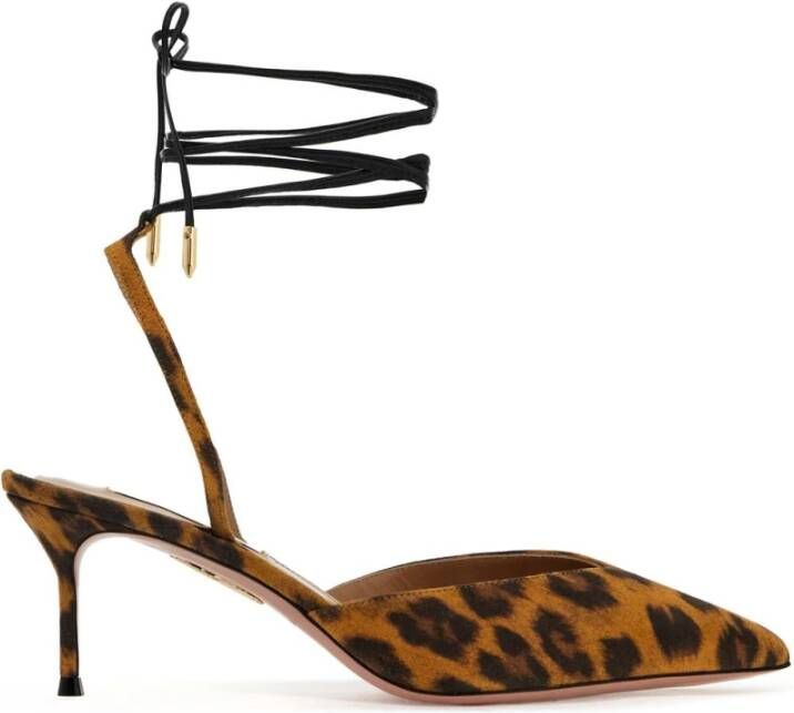 Aquazzura Dierenprint Suède Slingback Pumps Brown Dames