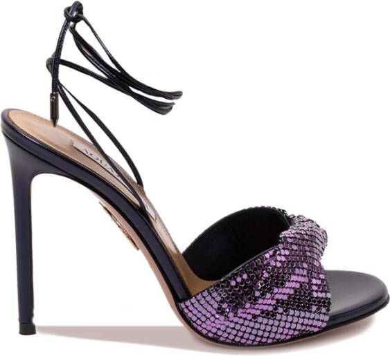 Aquazzura Edgy Metal Twist Leren Sandalen Purple Dames