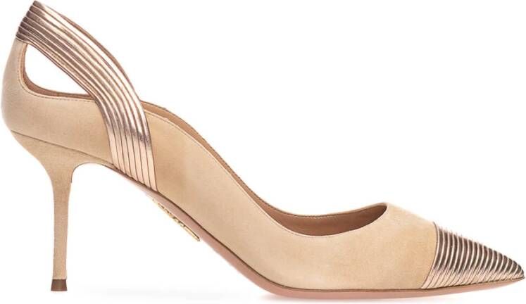 Aquazzura Elegant Pointed Toe Suede Pumps Beige Dames