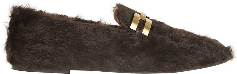 Aquazzura Espresso Furry Mocassin Schoenen Brown Dames