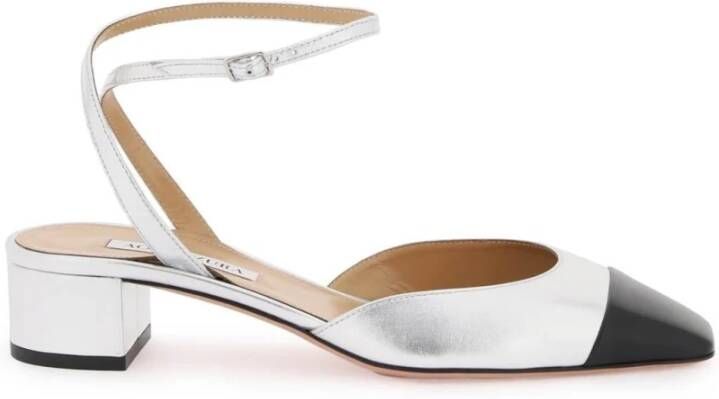 Aquazzura Grijze Pumps met Vierkante Neus en Verstelbare Enkelband Gray Dames