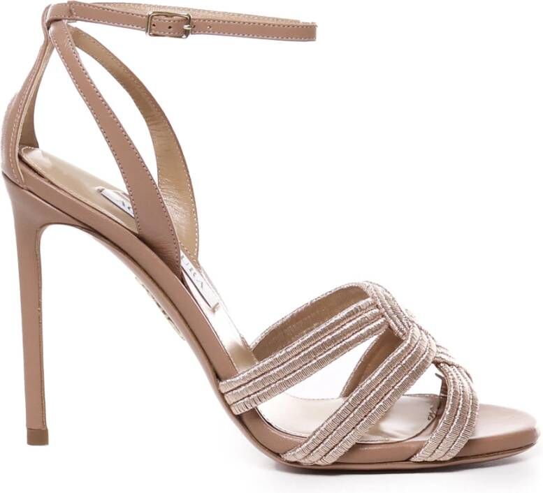 Aquazzura Glitter Enkelband Sandalen Nude Beige Dames