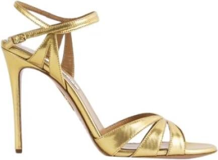 Aquazzura Gouden Hakken Open Teen Pumps Yellow Dames