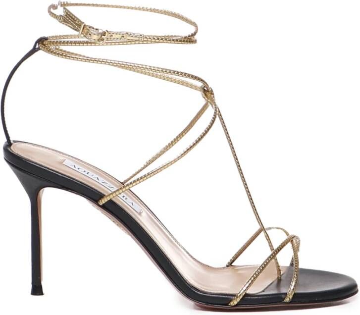 Aquazzura Gouden Sandalen met Verstelbare Gespsluiting Beige Dames