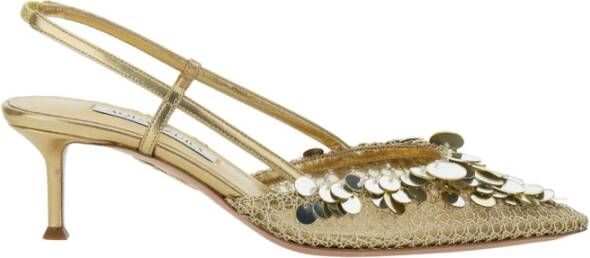 Aquazzura Grijze Metallic Slingback Pumps Pailletten Gray Dames