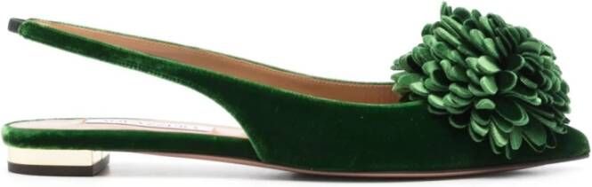 Aquazzura Groene Velvet Pom Salon Schoenen Green Dames