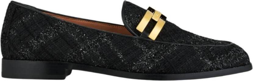 Aquazzura Italiaanse Bouckle' Slip-On Leren Loafers Black Dames