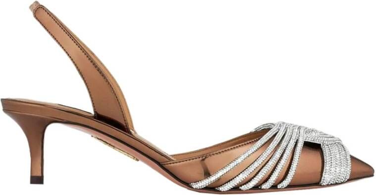 Aquazzura Kristal Detail Sling Pumps Brown Dames