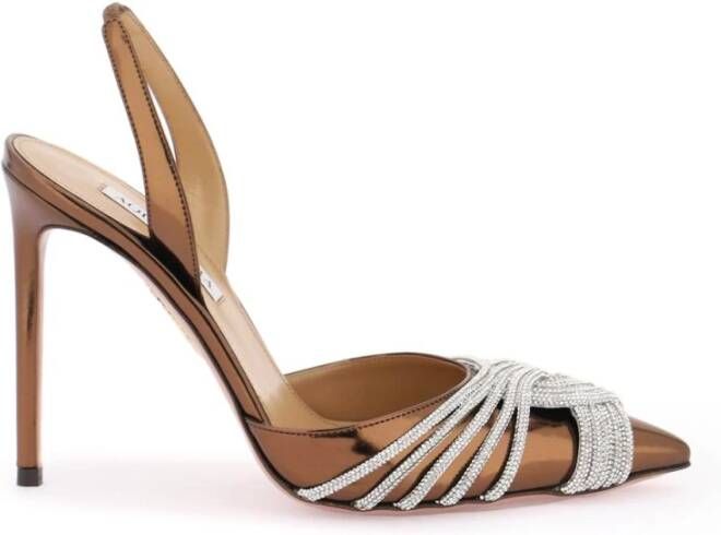 Aquazzura Kristal Detail Slingback Pumps Gray Dames