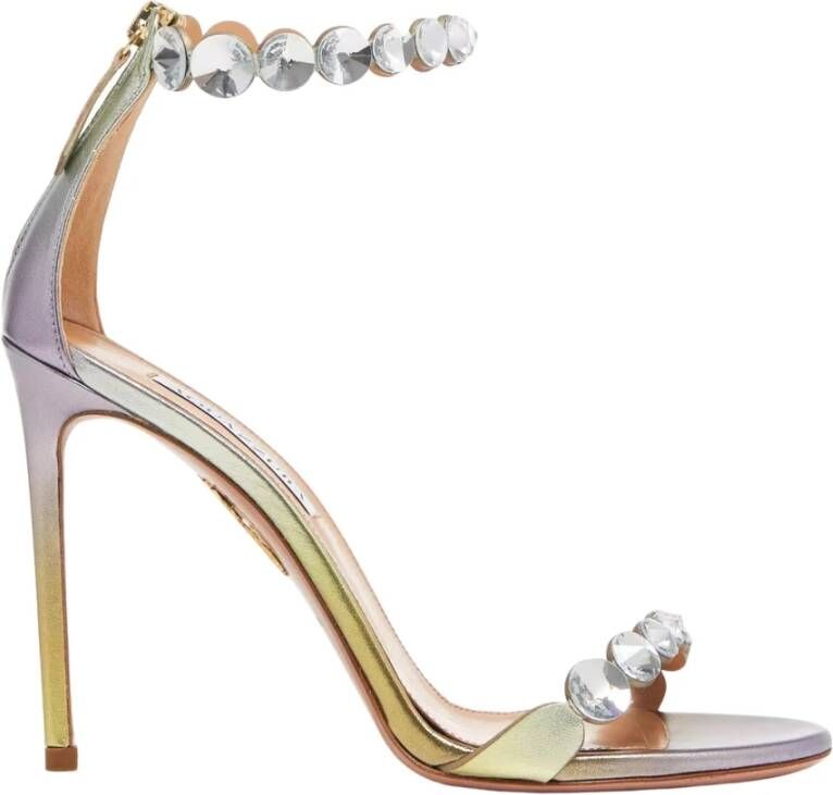 Aquazzura Kristal versierde gouden sandalen Yellow Dames