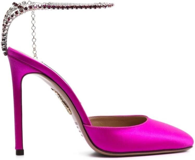 Aquazzura Kristalversierde Satijnen Pumps Pink Dames