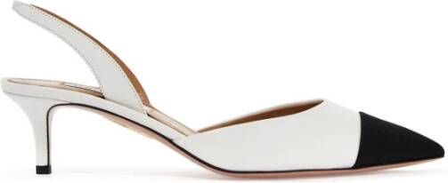 Aquazzura Leren Slingback Ballerina met Grosgrain Neus White Dames