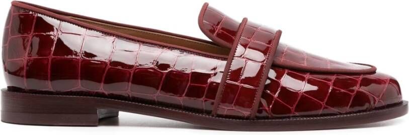 Aquazzura Martin Krokodil-geëmbosseerde Leren Loafers Red Dames