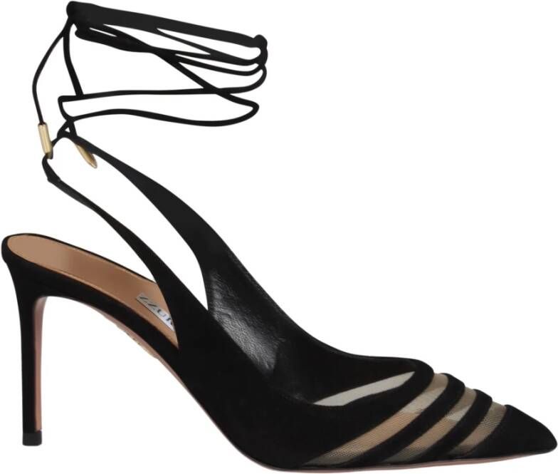 Aquazzura Mesh & Suede Slingback Pumps Black Dames