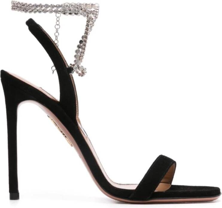 Aquazzura Met Edelstenen Versierde Enkelband Sandalen Black Dames