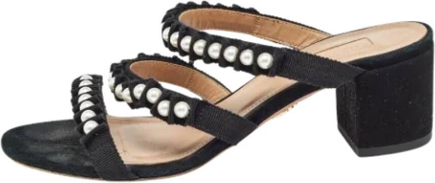 Aquazzura Pre-owned Canvas sandals Black Dames