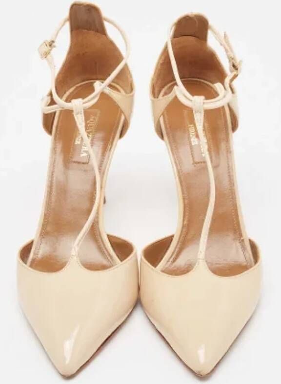 Aquazzura Pre-owned Fabric heels Beige Dames