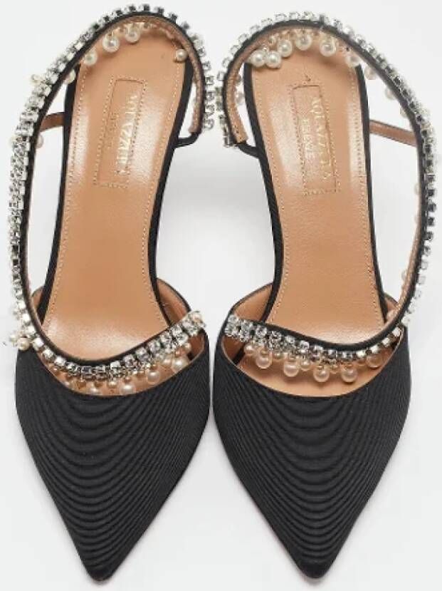 Aquazzura Pre-owned Fabric heels Black Dames