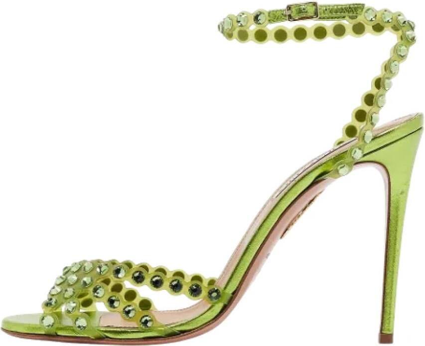 Aquazzura Pre-owned Fabric sandals Green Dames