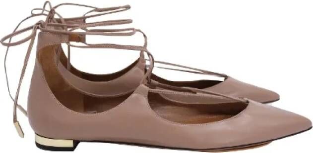 Aquazzura Pre-owned Leather flats Beige Dames