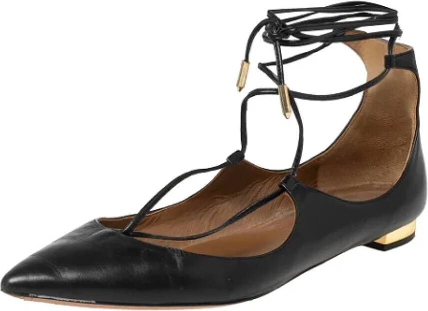 Aquazzura Pre-owned Leather flats Black Dames