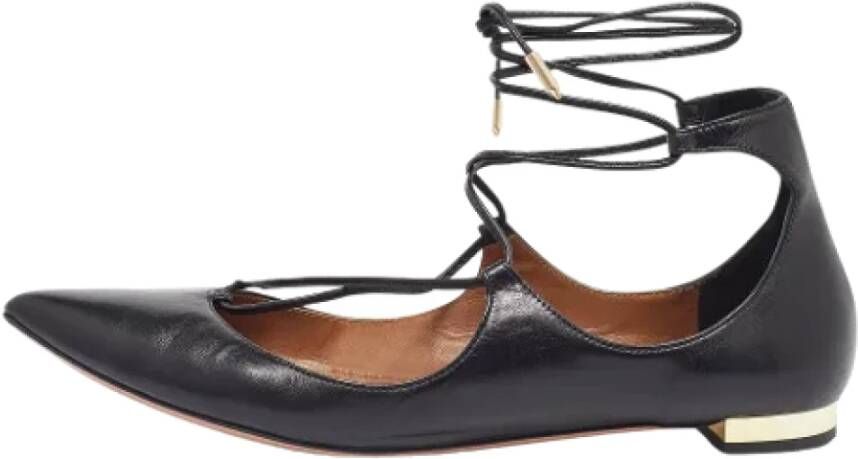 Aquazzura Pre-owned Leather flats Black Dames