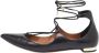 Aquazzura Pre-owned Leather flats Black Dames - Thumbnail 1