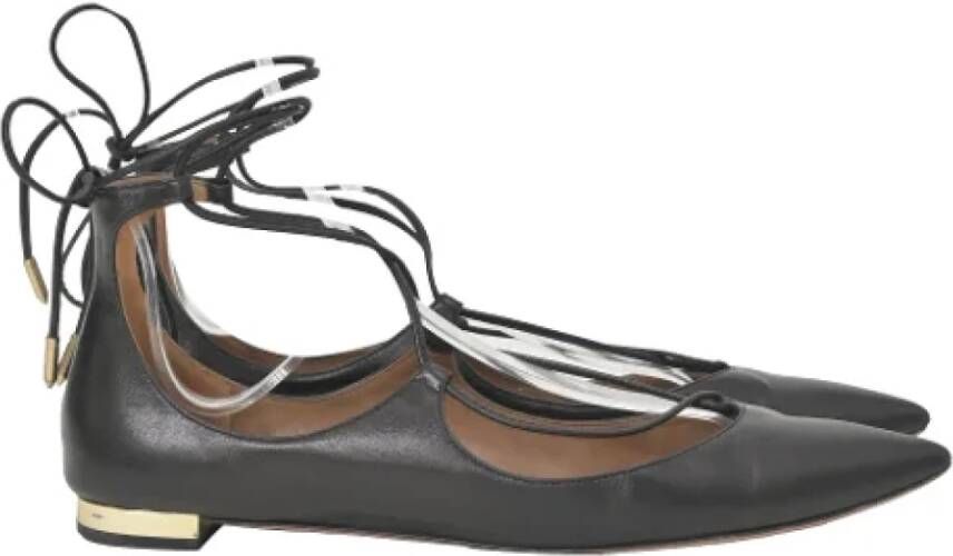 Aquazzura Pre-owned Leather flats Black Dames