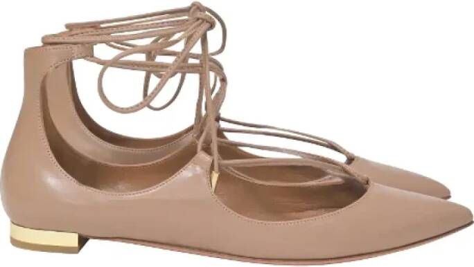 Aquazzura Pre-owned Leather flats Brown Dames