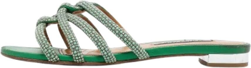 Aquazzura Pre-owned Leather flats Green Dames