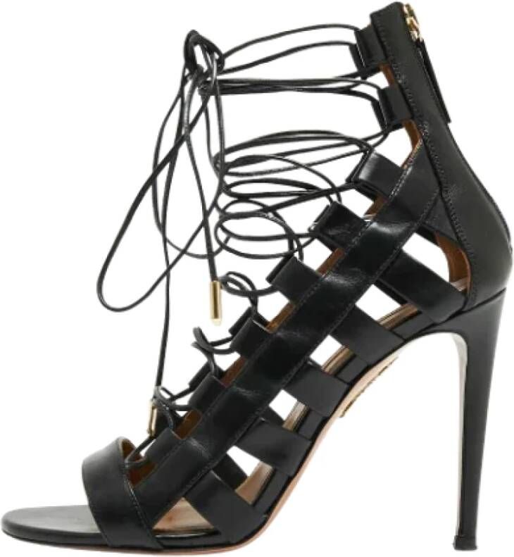 Aquazzura Pre-owned Leather sandals Black Dames