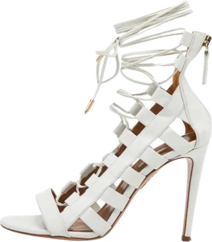 Aquazzura Pre-owned Leather sandals White Dames