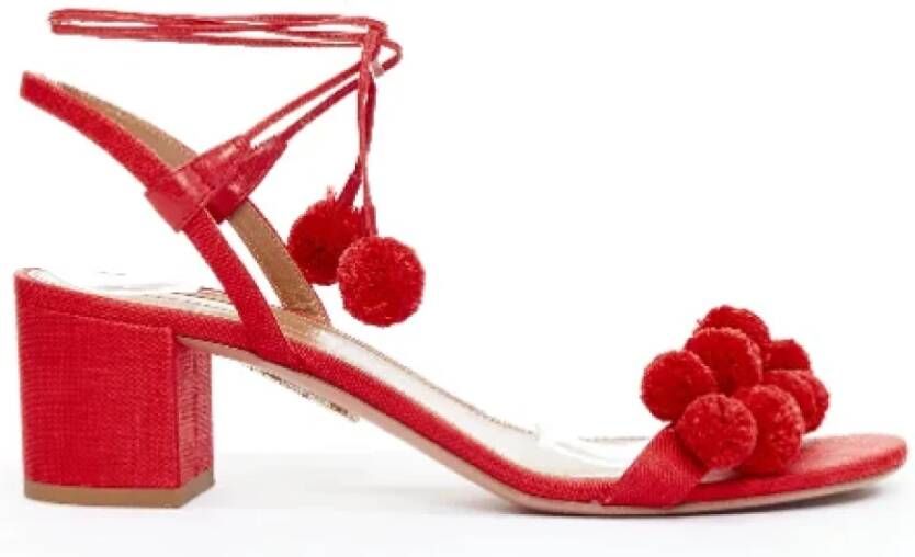 Aquazzura Pre-owned Raffia heels Red Dames