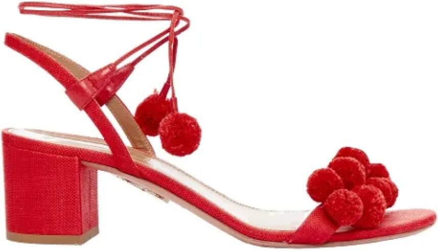 Aquazzura Pre-owned Raffia heels Red Dames