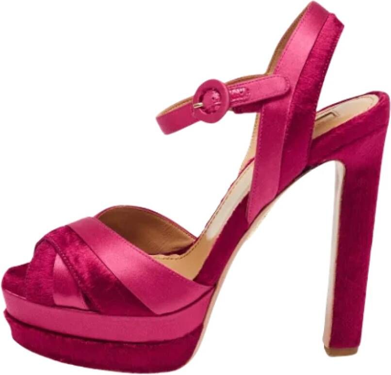 Aquazzura Pre-owned Satin sandals Pink Dames