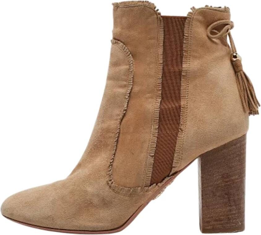 Aquazzura Pre-owned Suede boots Brown Dames