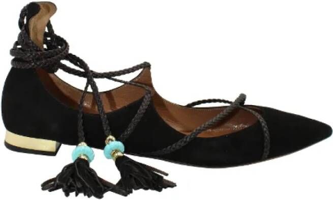 Aquazzura Pre-owned Suede flats Black Dames