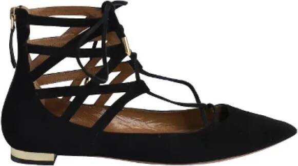 Aquazzura Pre-owned Suede flats Black Dames