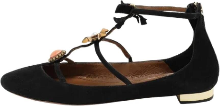 Aquazzura Pre-owned Suede flats Black Dames