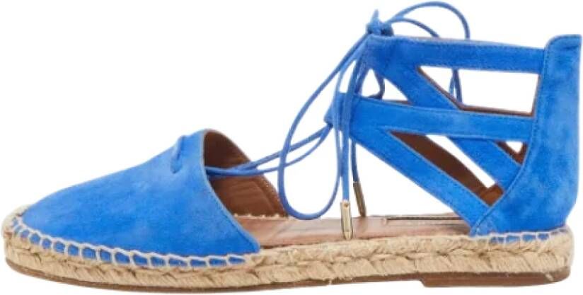 Aquazzura Pre-owned Suede flats Blue Dames