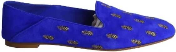 Aquazzura Pre-owned Suede flats Blue Dames