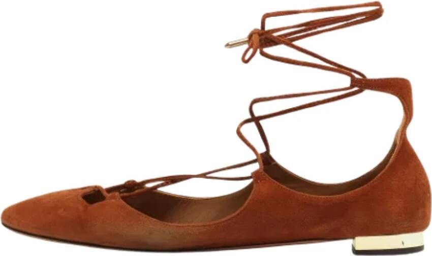 Aquazzura Pre-owned Suede flats Brown Dames