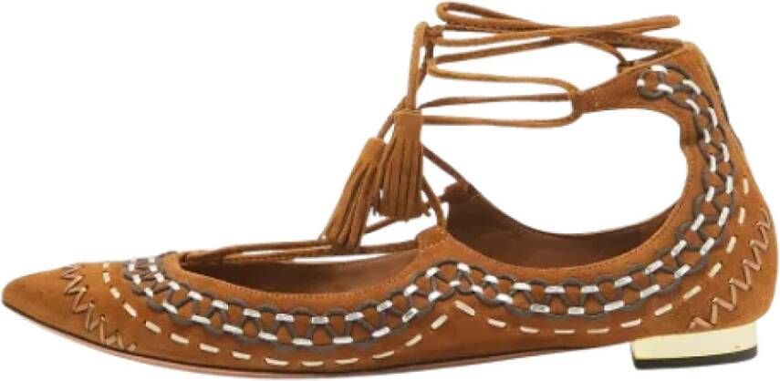 Aquazzura Pre-owned Suede flats Brown Dames