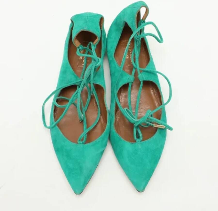 Aquazzura Pre-owned Suede flats Green Dames