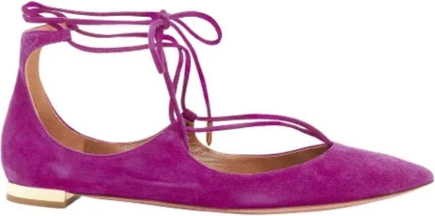 Aquazzura Pre-owned Suede flats Purple Dames