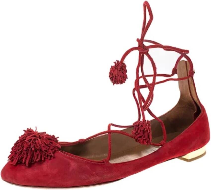 Aquazzura Pre-owned Suede flats Red Dames