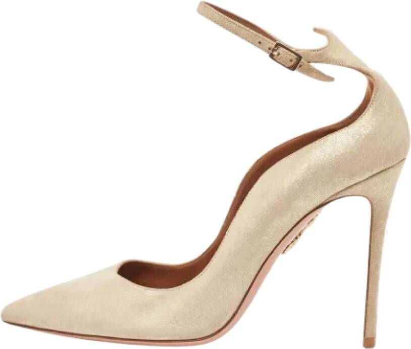 Aquazzura Pre-owned Suede heels Beige Dames