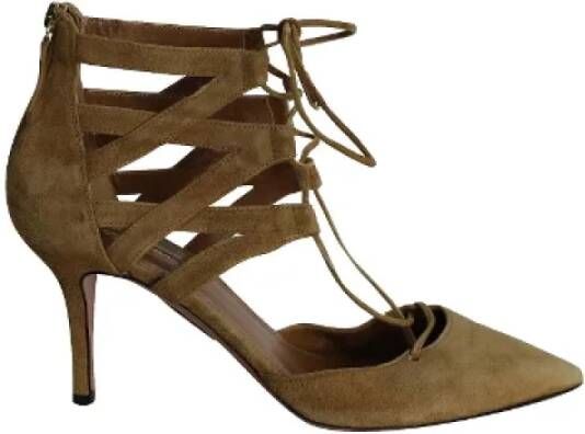 Aquazzura Pre-owned Suede heels Beige Dames