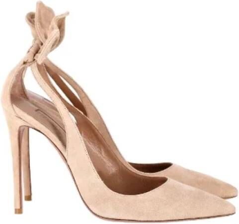 Aquazzura Pre-owned Suede heels Beige Dames