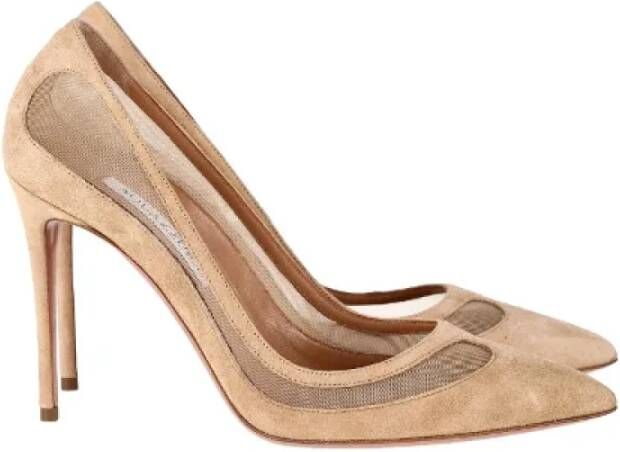 Aquazzura Pre-owned Suede heels Beige Dames